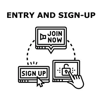 Online registration process, account creation, and user access Stockillustratie