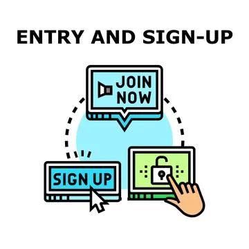 Online registration process, account creation, and user access イラスト素材