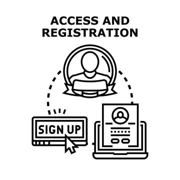 Online registration process creating account and access Stock Illustration