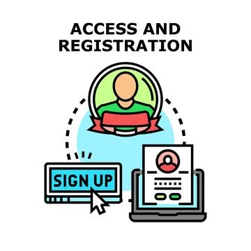 Online registration process creating account and access Stock Illustration