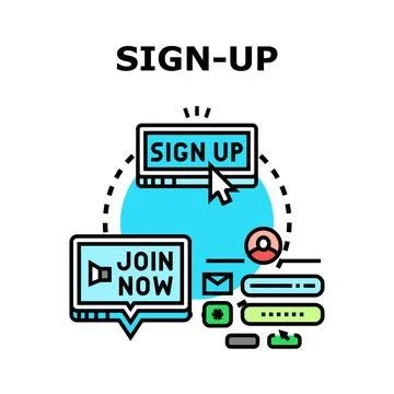 Online registration process creating digital account illustration Stockillustratie