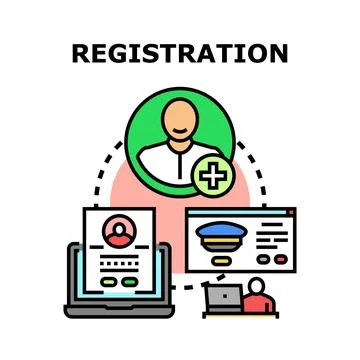 Online registration process creating digital user account Stock Illustration