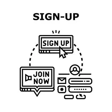 Online registration process creating digital account illustration 库存插图