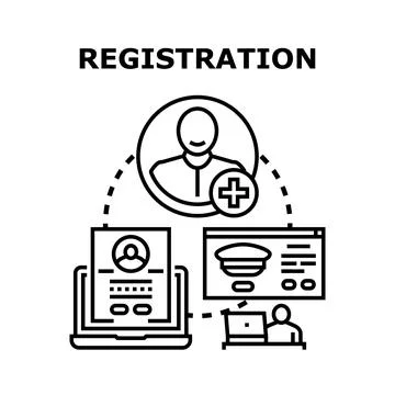 Online registration process creating digital user account Stock Illustration