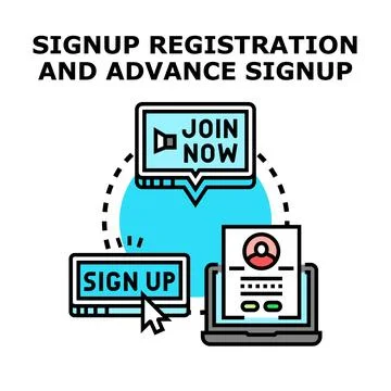 Online registration process creating user profile 库存插图