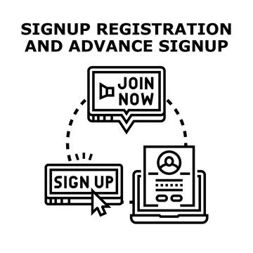Online registration process creating user profile Stock Illustration