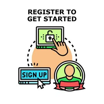 Online registration process to get started with website access Stock Illustration