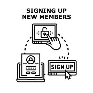 Online registration process for new members concept Stock Illustration