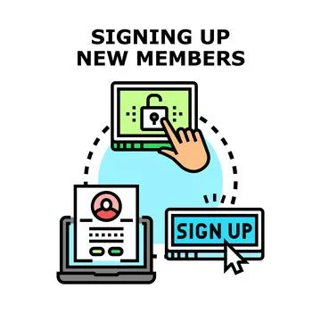 Online registration process for new members concept Stock Illustration