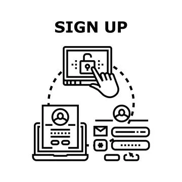 Online registration process for new user account Stock Illustration