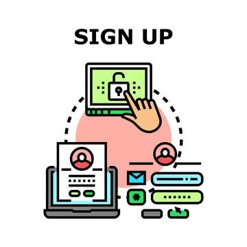 Online registration process for new user account Stock Illustration
