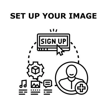 Online registration process setting up digital content イラスト素材