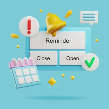 Online reminder, notification 3D style, vector illustration Stock Illustration