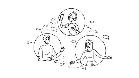 Online remote collaboration vector Stock Illustration