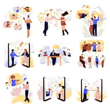 Online remote communication, vector concepts with different types of remote Stock Illustration