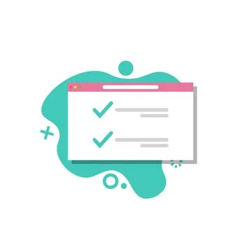 Online report, survey checklist. browser window with checkboxes Stock Illustration