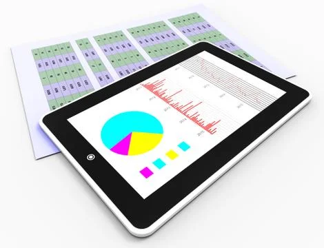 Online Reports Meaning Tablet Pc And Infograph Stock Illustration