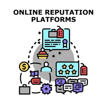 Online reputation platforms managing customer feedback ratings Stock Illustration