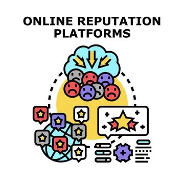 Online reputation platforms managing customer feedback and ratings Stock Illustration
