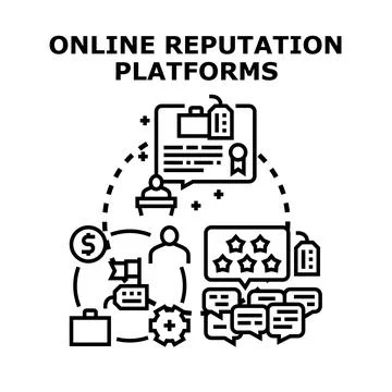 Online reputation platforms managing customer feedback ratings Stock Illustration
