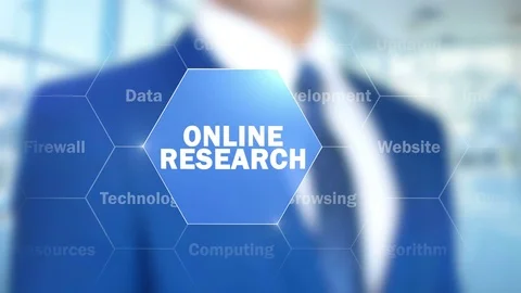 Online Research, Man Working on Holographic Interface, Visual Screen Stock Footage