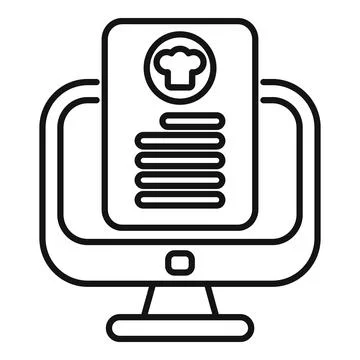 Online restaurant menu displaying on computer screen icon Stock-Illustration