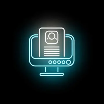 Online resume profile searching on computer monitor screen Illustrazione stock