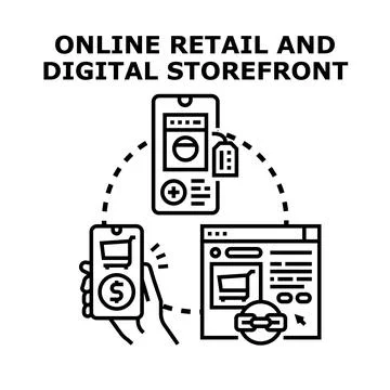 Online retail and digital storefront creating marketplace transactions Stock Illustration