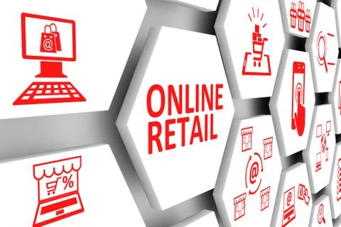 ONLINE RETAIL concept cell background 3d illustration Stock Illustration