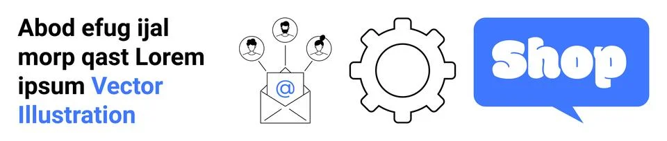 Online Retail Development Support Tools and Email Communication Concept Banne Stock Illustration