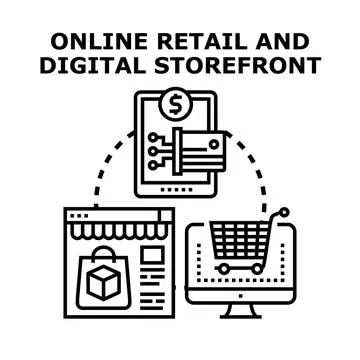 Online retail digital storefront concept vector illustrating e commerce Stock Illustration