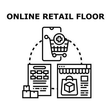 Online retail floor concept developing digital commerce business Stock Illustration