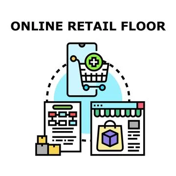 Online retail floor concept developing digital commerce business Stock Illustration