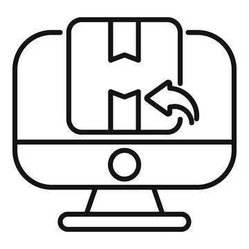 Online return process with desktop computer icon showing sending back purchase Stock Illustration