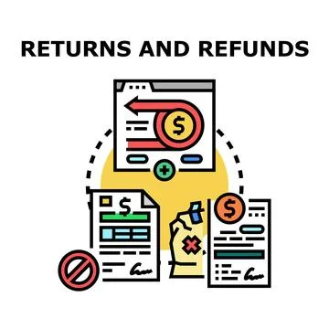 Online returns and refunds transaction processing concept 스톡 일러스트