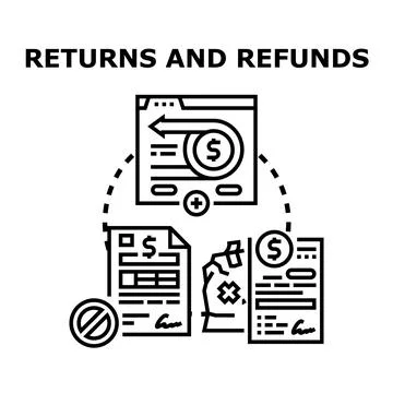 Online returns and refunds transaction processing concept 스톡 일러스트