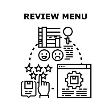 Online review menu evaluating customer satisfaction service Stock Illustration
