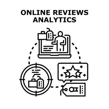 Online reviews analytics examining consumer feedback data Stock Illustration