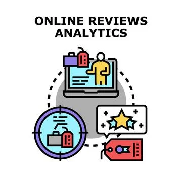 Online reviews analytics examining consumer feedback data Stock Illustration