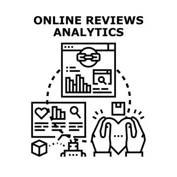 Online reviews analytics examining feedback and customer experience Illustrazione stock