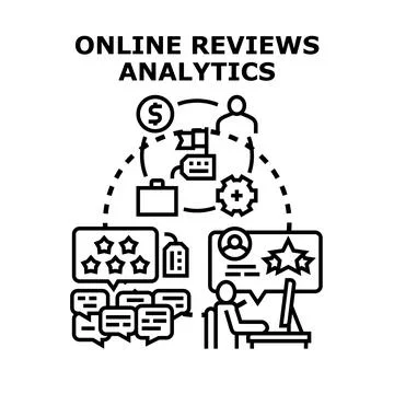 Online reviews analytics processing customer feedback data Stock Illustration