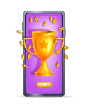 Online reward 3D vector concept, bonus gift referral prize, winner cup Illustrazione stock