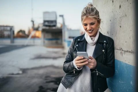 Online at the rooftop Stock Photos