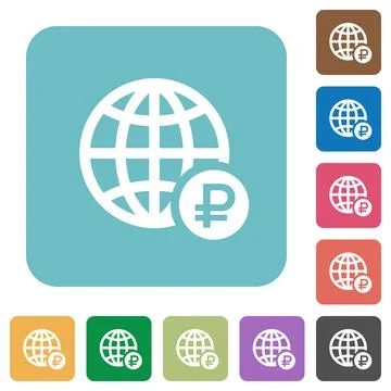 Online Ruble payment rounded square flat icons Stock Illustration