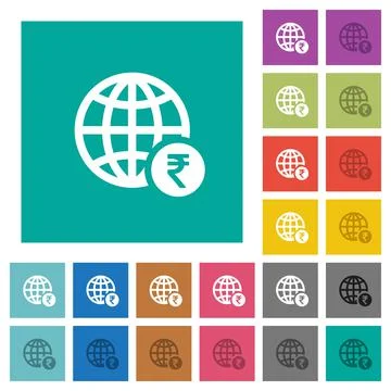Online Rupee payment square flat multi colored icons Illustrazione stock