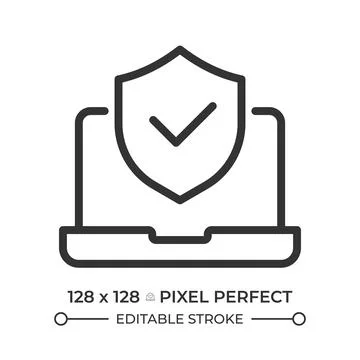 Online safety pixel perfect line icon Stock Illustration