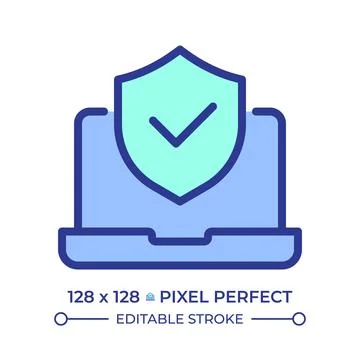 Online safety pixel perfect line color icon Stock Illustration
