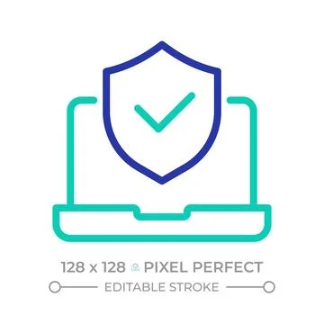 Online safety pixel perfect two color line icon Stock Illustration