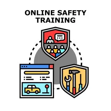 Online safety training vector concept illustrating virtual courses Stock Illustration