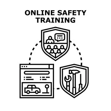 Online safety training vector concept illustrating virtual courses Stock Illustration